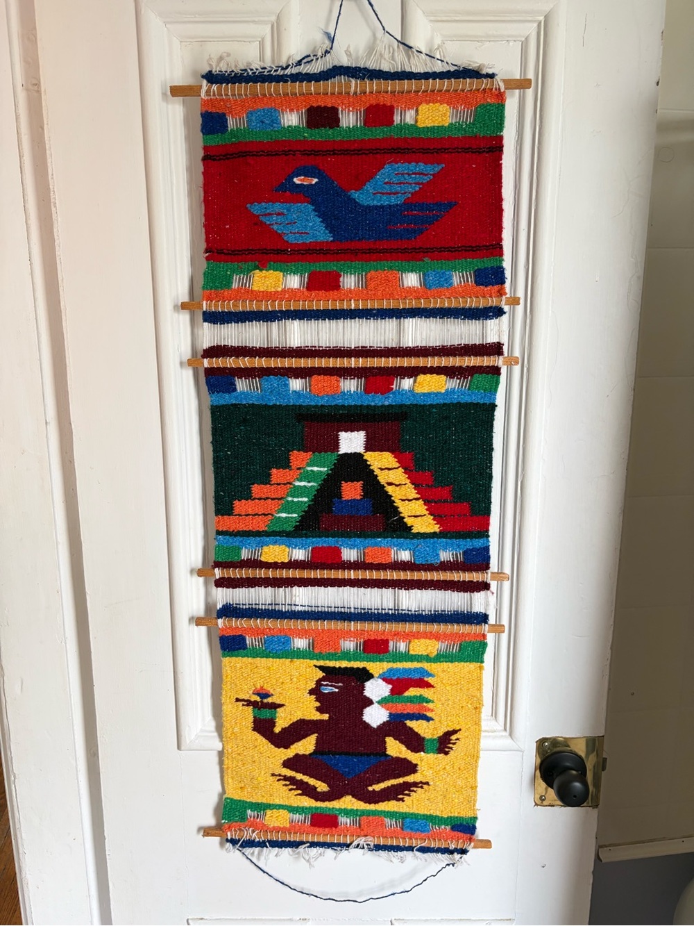 Handwoven Vintage Multi-Colour Textile Wall Hanging - Vibrant Tribal Design